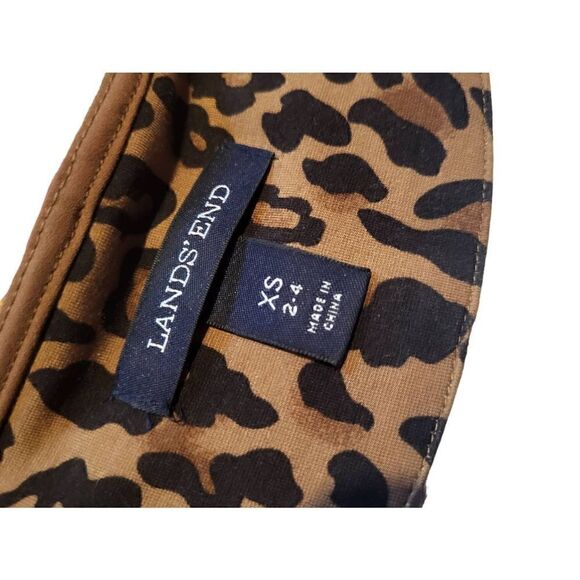 Land's End Ruffle Hem Shift Dress Leopard Print Tan Women's XS - Picture 3 of 5